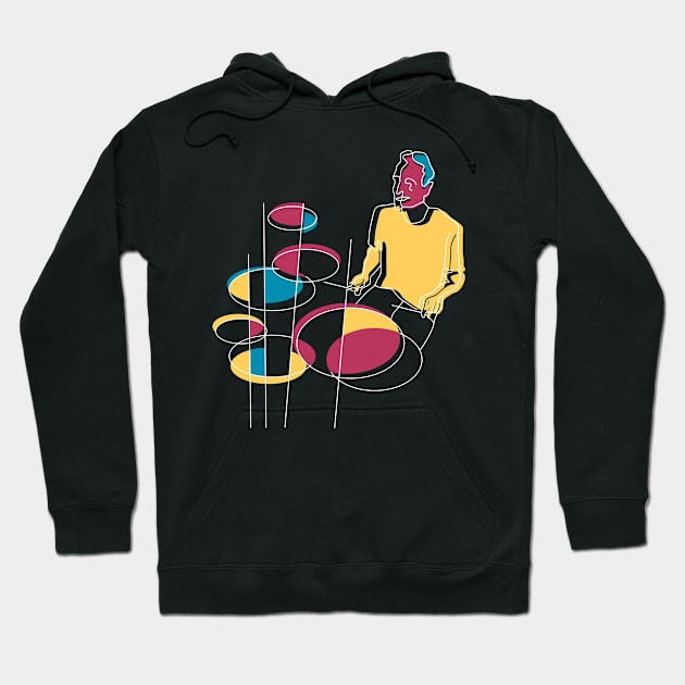 Funny Artistic Style Drummer Hoodie by jazzworldquest